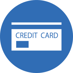 graphic of a blue circle with a credit card